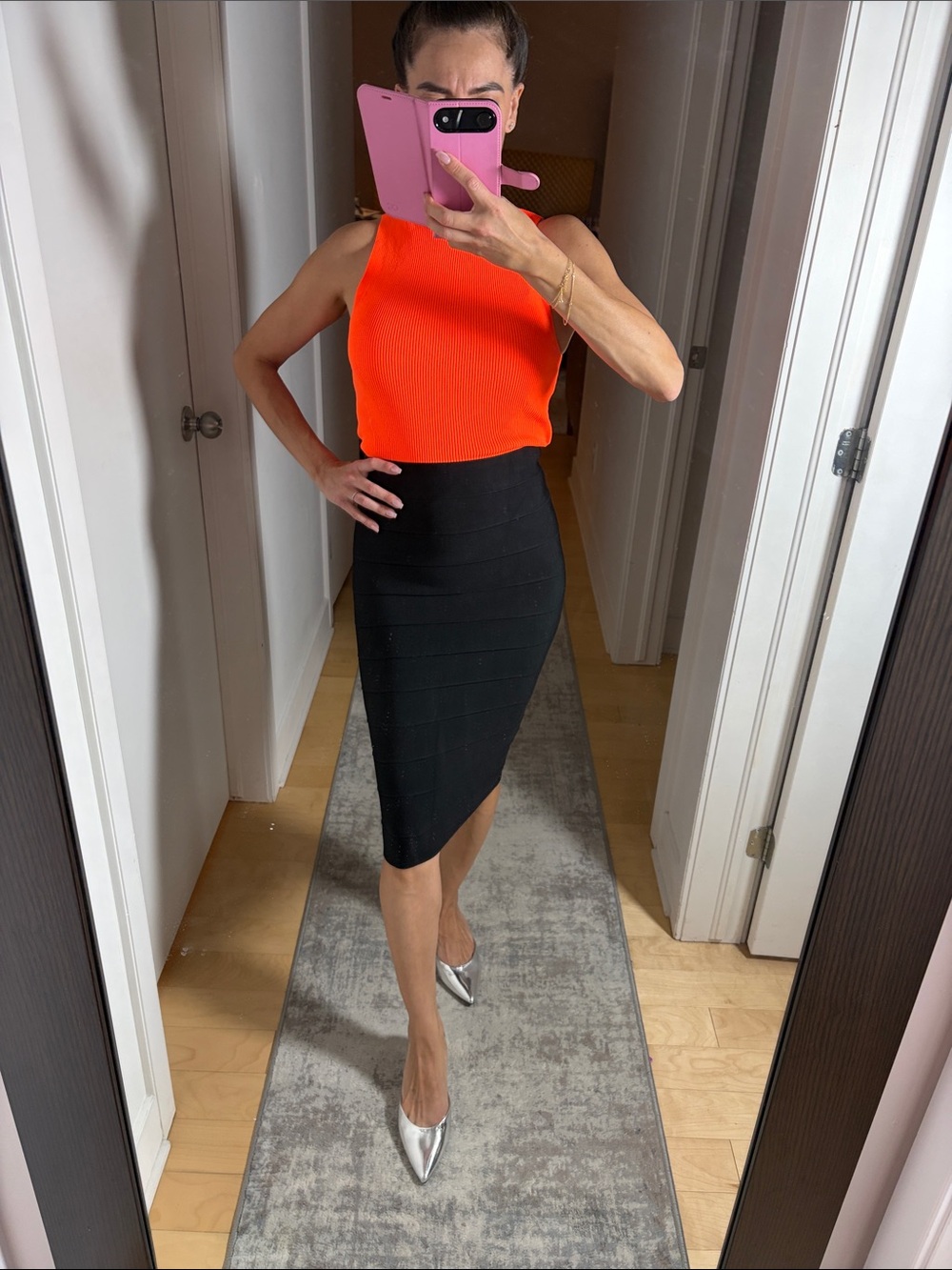 BCBGMaxAzria Black Bandage Pencil Skirt with Sleek High Waist